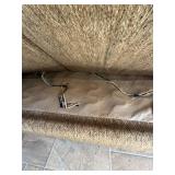 Contemporary Upholstered Sofa Rolled Arms Brown Neutral Tone Couch