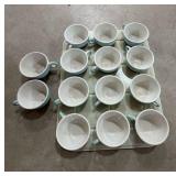 Jackson China Diner Cup Set of 18 With Tray Blue Scroll USA