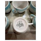 Jackson China Diner Cup Set of 18 With Tray Blue Scroll USA