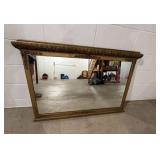 Ornate Gold Tone Framed Vintage 1930's Over Mantle Mirror Floral Relief Approx 45x32