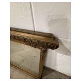 Ornate Gold Tone Framed Vintage 1930's Over Mantle Mirror Floral Relief Approx 45x32