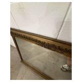 Ornate Gold Tone Framed Vintage 1930's Over Mantle Mirror Floral Relief Approx 45x32