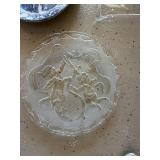 Lot Including Glass Trays Blue Transferware Platter Silverplate