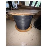 Black CATV Coaxial Cable on Wooden Spool 18 AWG 75 Ohm See Photos