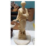 Classical Female Marble Figurine Sculpture on Marble Base 20in Neoclassical Carved in Italy