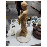 Classical Female Marble Figurine Sculpture on Marble Base 20in Neoclassical Carved in Italy