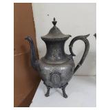 3 Antique Silver Plate Coffee Pots & Water Pitcher