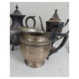 3 Antique Silver Plate Coffee Pots & Water Pitcher