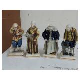 4 French Breton Faience Figurines Hand Painted