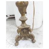 Antique Brass Candle Holder Converted Table Lamp Figural Base
