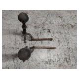 Lot Including Pair Antique English Fireplace Andirons Iron Hearth