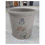 Red Wing 3 Gallon Stoneware Crock w/ Blue 3 & Wing Salt Glaze