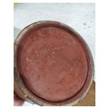 Vintage Wooden Firkin Style Bucket With Lid Metal Bands Handle