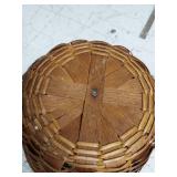 Vintage Woven Wood Basket With Swing Handle Round Gathering Style