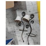 Lot Including 2 Wrought Iron Sconce Style Planter Holders Inserts