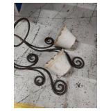 Lot Including 2 Wrought Iron Sconce Style Planter Holders Inserts