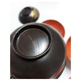 Lot Including 10 Japanese Lacquerware Bowls & Saucers Red Black