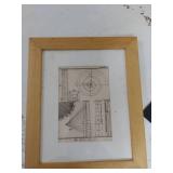 Framed Architectural Engraving Print Plate 7 Classical Design Study