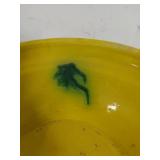 Mexican Pottery Yellow Glazed Hand Painted Serving Bowl See Photos