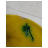 Mexican Pottery Yellow Glazed Hand Painted Serving Bowl See Photos
