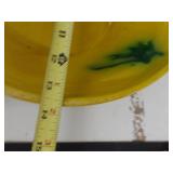 Mexican Pottery Yellow Glazed Hand Painted Serving Bowl See Photos