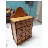Wood Wall Mount 8 Drawer Apothecary Spice Cabinet Primitive Style