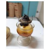 Lot Including 6 Antique Vintage Oil Lamps Shades Burner Parts Glass