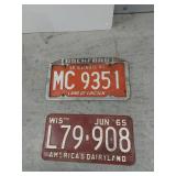 Lot Including 1961 Illinois Rockford & 1965 Wisconsin License Plates