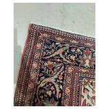 Unmarked Heriz Style Oriental Area Rug Rust Navy Medallion Design