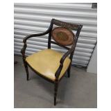 Vintage Regency Style Painted Cane Back Armchair Accent Chair