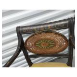 Vintage Regency Style Painted Cane Back Armchair Accent Chair