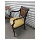 Vintage Regency Style Painted Cane Back Armchair Accent Chair