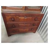 Antique Step Back Glass Door Cabinet Over 3 Drawer Chest