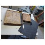 Lot Including 2 Vintage Wood Guillotine Paper Cutters Trimmers