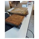 Lot Including 2 Vintage Wood Guillotine Paper Cutters Trimmers