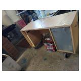 Rolling Utility Work Table Cabinet on Casters Laminate Top Storage