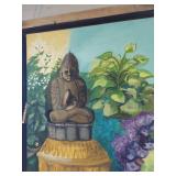 Nancy Hawkinson Buddha Garden Painting Framed Original Canvas Art