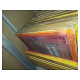Lot Including 12 Wood Screen Printing Frames Including Screens