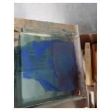 Lot Including Approximately 18 Screen Printing Frames & 3 Light Floor Lamp