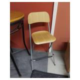 Lot Including Round Pub Table & 2 Bar Stools Wood Metal Bistro Set
