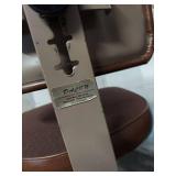 Vintage Industrial Rolling Drafting Stool Brown Vinyl w/ Backrest