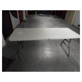 6 Foot Folding Banquet Table White Plastic Top Metal Legs Indoor