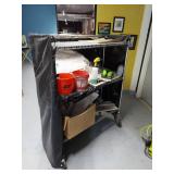 Lot Including Rolling Wire Utility Cart With Assorted Shop Contents
