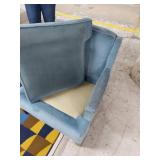 Blue Velvet Tufted Slipper Lounge Chair Upholstered Wood Legs
