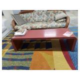 Vintage Red Waterfall Coffee Table Bentwood Style Approx. 5 Ft Long