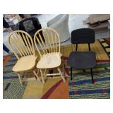 Lot Including 2 Windsor Dining Chairs & 1 Black Office Side Chair