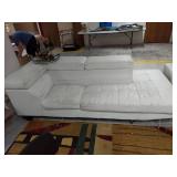 Lot Including White Faux Leather Chaise Sofa & Ottoman Modern