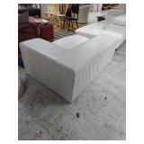 White Contemporary Upholstered Loveseat with Track Arms See Photos