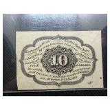 FR 1242 First Issue 10 Cent Fractional Currency Straight Edges; w / ABNCo. Monogram PCGS About New 50