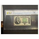 50 Cent Fourth Issue Fractional Currency Fr. 1379 Green Seal Dexter Plate # G28 - Sign.: Allison, Spinner PCGS About UNC 55
